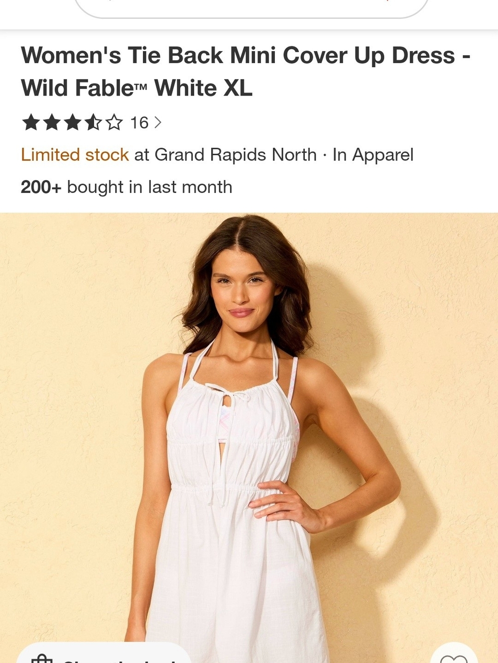 Wild Fable White Tie-Back Mini Cover Up Dress